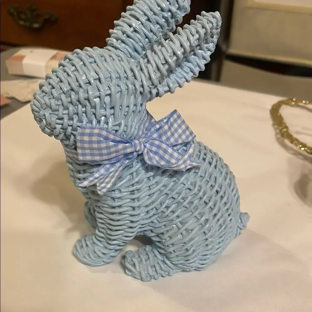 Easter Holiday Wreath, with Blue Bunny and Sign.